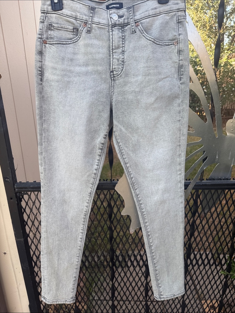Express Light Gray High-Rise Skinny Jeans